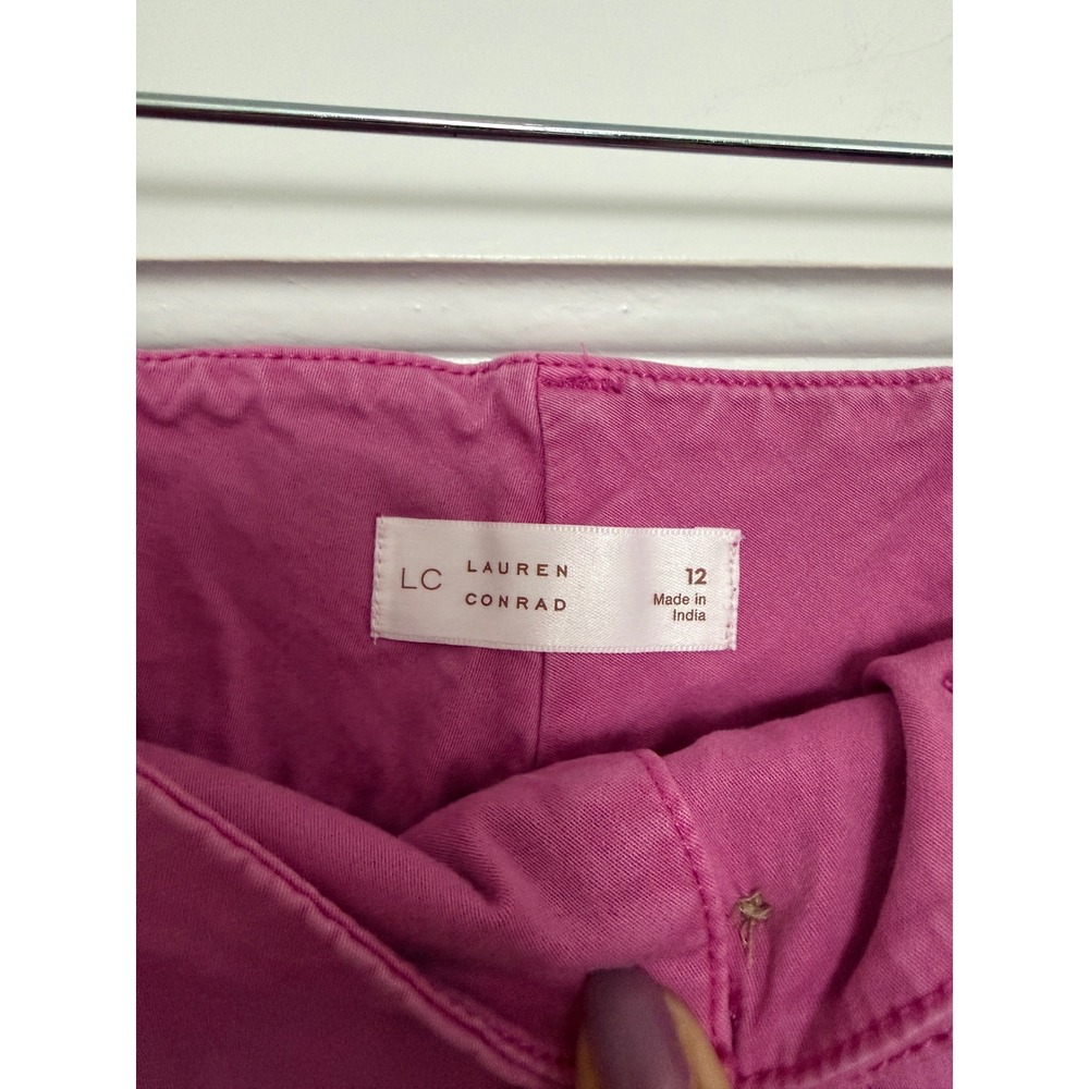 LC Lauren Conrad Womens High Rise Wide Leg Utility Pants Pink Berry Size 12 - Picture 9 of 12